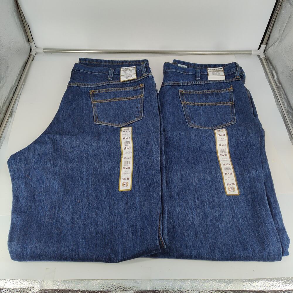 2X Cinch Green Label Relaxed Fit Straight Leg Denim Blue Men 38x38 Western Jeans
